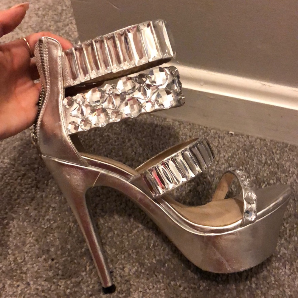 Alisha hill silver platform heels